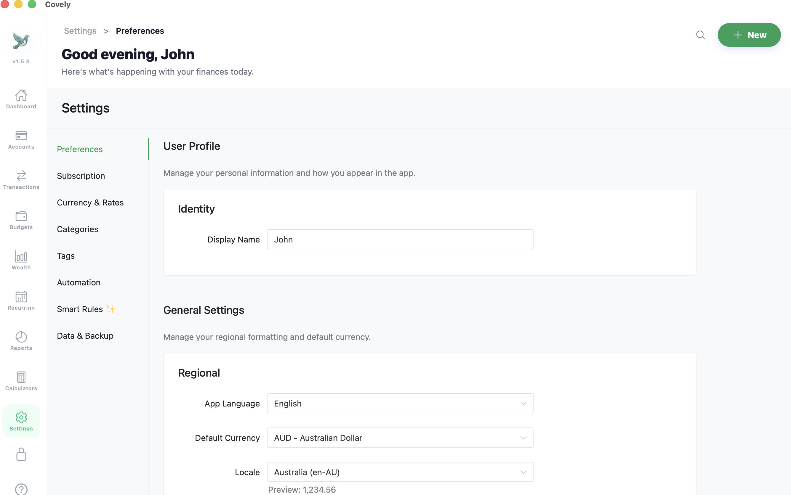 Covely Privacy Settings